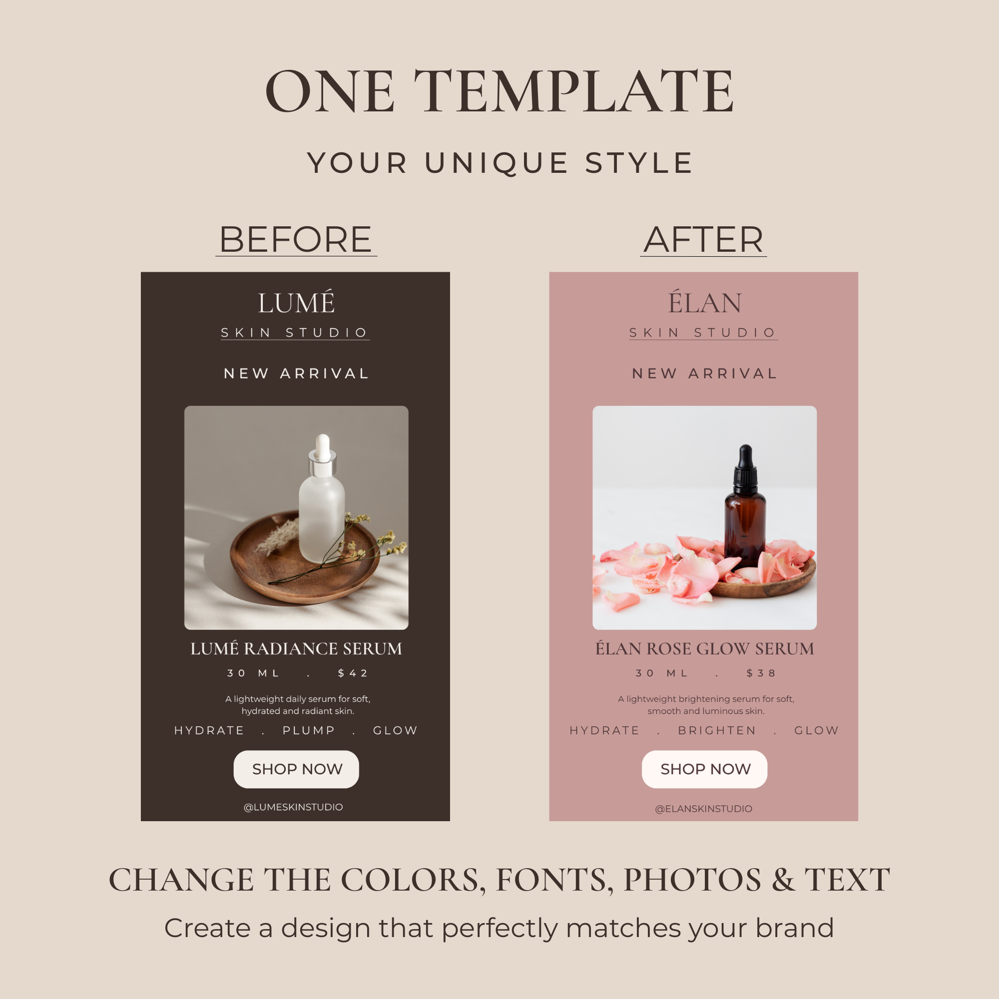 Before and after customization example